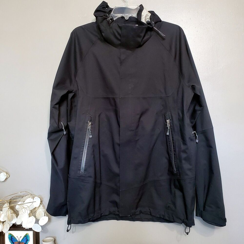 REI Elements E1 Rain Jacket Black Mens Size Large Full Zip Waterproof FLAWS READ